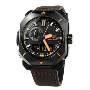 Casio - Reloj Protrek Análogo Digital Correa De Cuero Marrón Esfera Gris Tough Solar Prw 6900Yl 5 100M Para Hombre