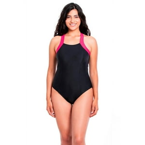Samia - Traje De Baño Con Cierre Negro Y Fucsia S