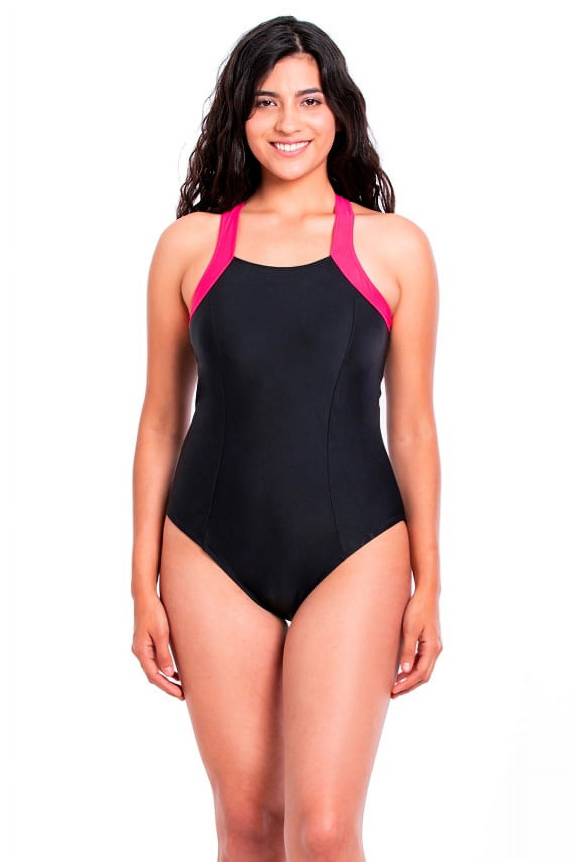 Samia - Traje De Baño Con Cierre Negro Y Fucsia S