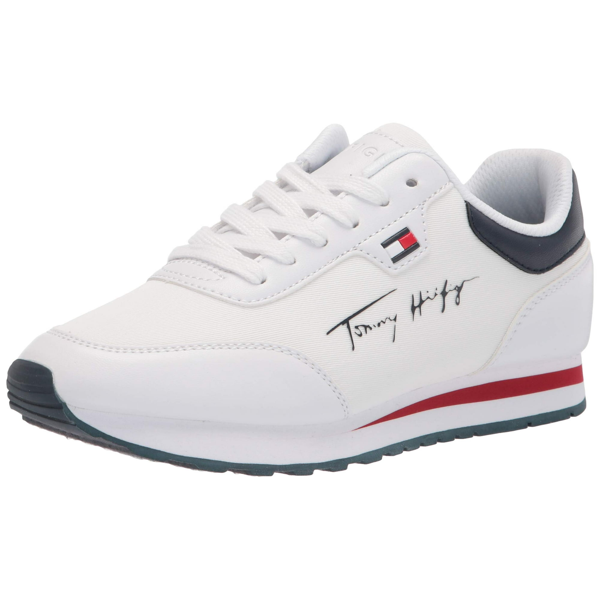 Zapatilla Tommy Hilfiger Con Cordones Para Mujer, Blanco/blanco/azul Marino