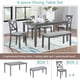 thumbnail image 2 of 6 Piece Kitchen Dining Set, Rectangular Wooden Dining Table with 4 Upholstered Chairs and a Bench, Dining Table Set for 6 People, Living Room, Home Bar and Kitchen, Gray, 2 of 3