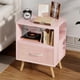 thumbnail image 1 of Mesita de noche Aenuert Pink Kids con cajón y almacenamiento abierto, 1 of 3