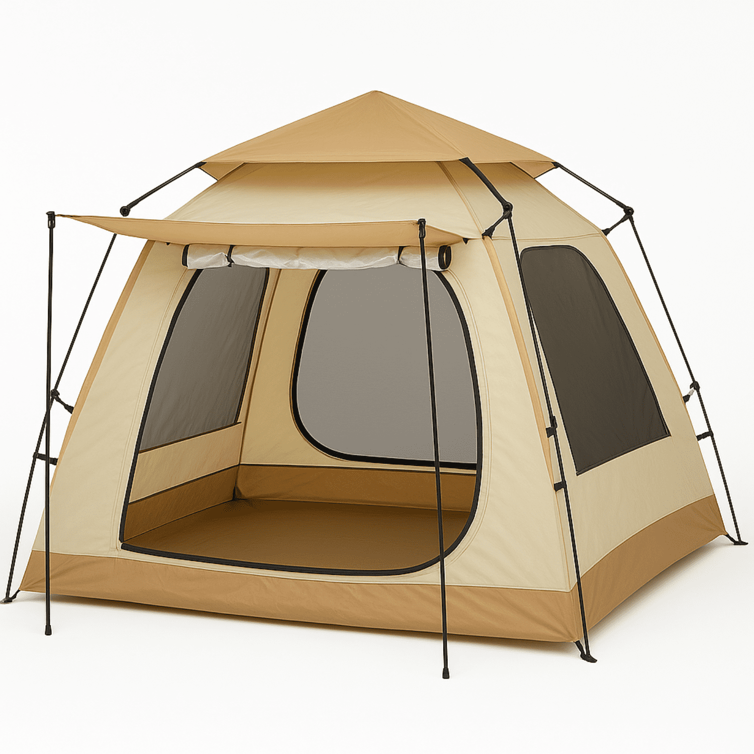 Telotenemos - Carpa Automática Hexagonal Para 3-4 Personas 240x210x140 Beige
