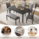 thumbnail image 2 of 6-Piece Dining Table Set with Bench and Chairs, Wooden Dining Table Set for 6, Modern 6 Person Dining Table Set for Dining Room, Kitchen, Grey, 2 of 3