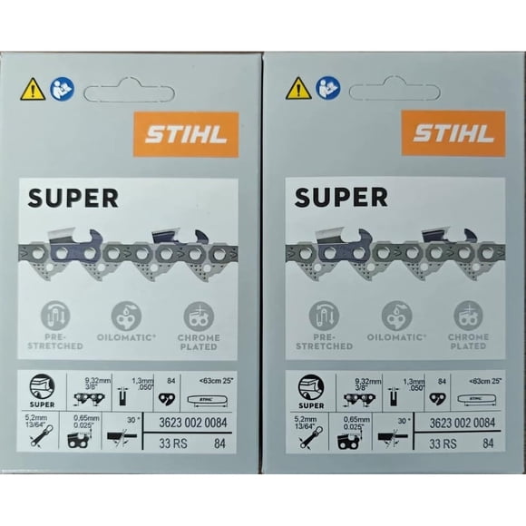 Stihl 33RS84 2PK, cadena de 25 pulgadas, paso de 3/8, calibre .050 y 84 eslabones