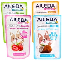 Aileda - Recarga Para Jabón Espuma De Manos 250 Ml Paquete De 4 Bolsas（1 Fresa + 1 Coco+1 Manzana Verde + 1 Cítrico ）