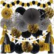 thumbnail image 1 of Decoración para Fiesta ZERODECO 41 Piezas Ventiladores de Papel Negro y Dorado, 1 of 3