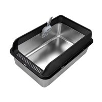 Magideal - Caja De Arena Para Gatos Con Tapa Abierta Para Gatos Domésticos, Portátil, Estable, Fácil De Limpiar, Caja De Arena Con Lados Altos Para Gatitos Y Gat Negro