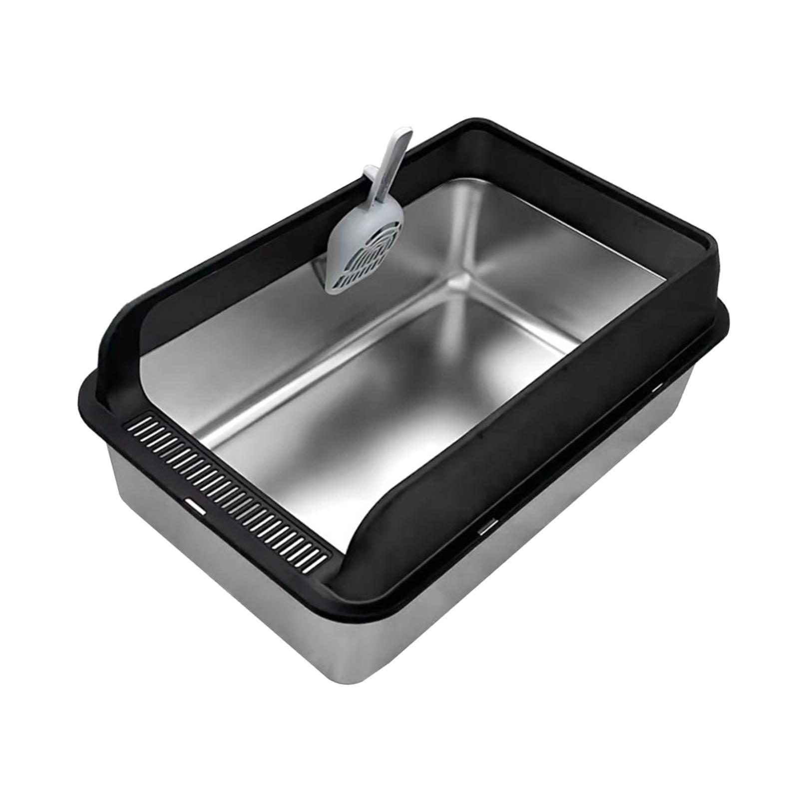 Magideal - Caja De Arena Para Gatos Con Tapa Abierta Para Gatos Domésticos, Portátil, Estable, Fácil De Limpiar, Caja De Arena Con Lados Altos Para Gatitos Y Gat Negro