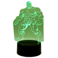 Lelumania - Lampara Ilusion 3D Hulk De 7 Colores, Base Touch
