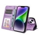thumbnail image 5 of Funda tipo cartera FOXDOCK para iPhone 15 Plus , diseño girasol en relieve, cuero PU, cierre magnético, soporte y tarjetero, 5 of 5