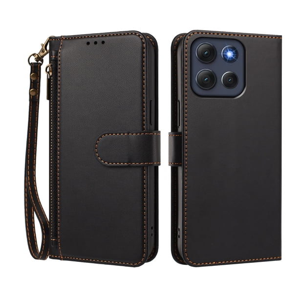 Funda Tipo Billetera para Motorola Moto G86 Power con Soporte y Bolsillo con Cierre Negro