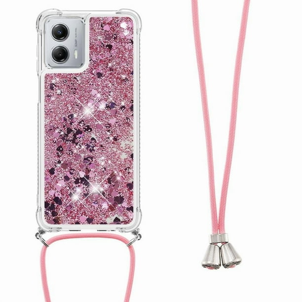 Funda FOXDOCK para Motorola Moto G 5G 2023 con Cuerda Ajustable, Brillo Líquido, Protección Antigolpes y Lente – Ideal para Regalo
