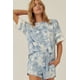 thumbnail image 1 of Saronite Camisa de Manga Corta con Estampado Tie-dye y Estampado de Estrellas, Azul (para Mujer), 1 of 4