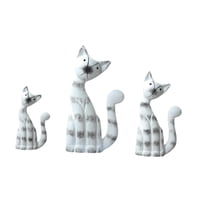 Magideal - 3X Estatuas De Gato De Madera, Figuras De Gatitos, Escritorio, Escultura De Animal Coleccionable, Figura De Gatito Para Cafetería, Estantería, Tienda,