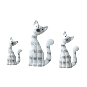 Magideal - 3X Estatuas De Gato De Madera, Figuras De Gatitos, Escritorio, Escultura De Animal Coleccionable, Figura De Gatito Para Cafetería, Estantería, Tienda,