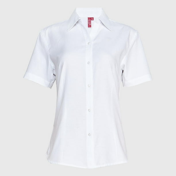 Blusa Oxford Cuello V M/C blanco L