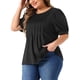 thumbnail image 4 of Agnes Orinda Blusas de Talla Grande para Mujeres con Mangas Cortas Abullonadas Cuello Redondo Camisas Plisadas Túnica Blusas 5X Negro, 4 of 6