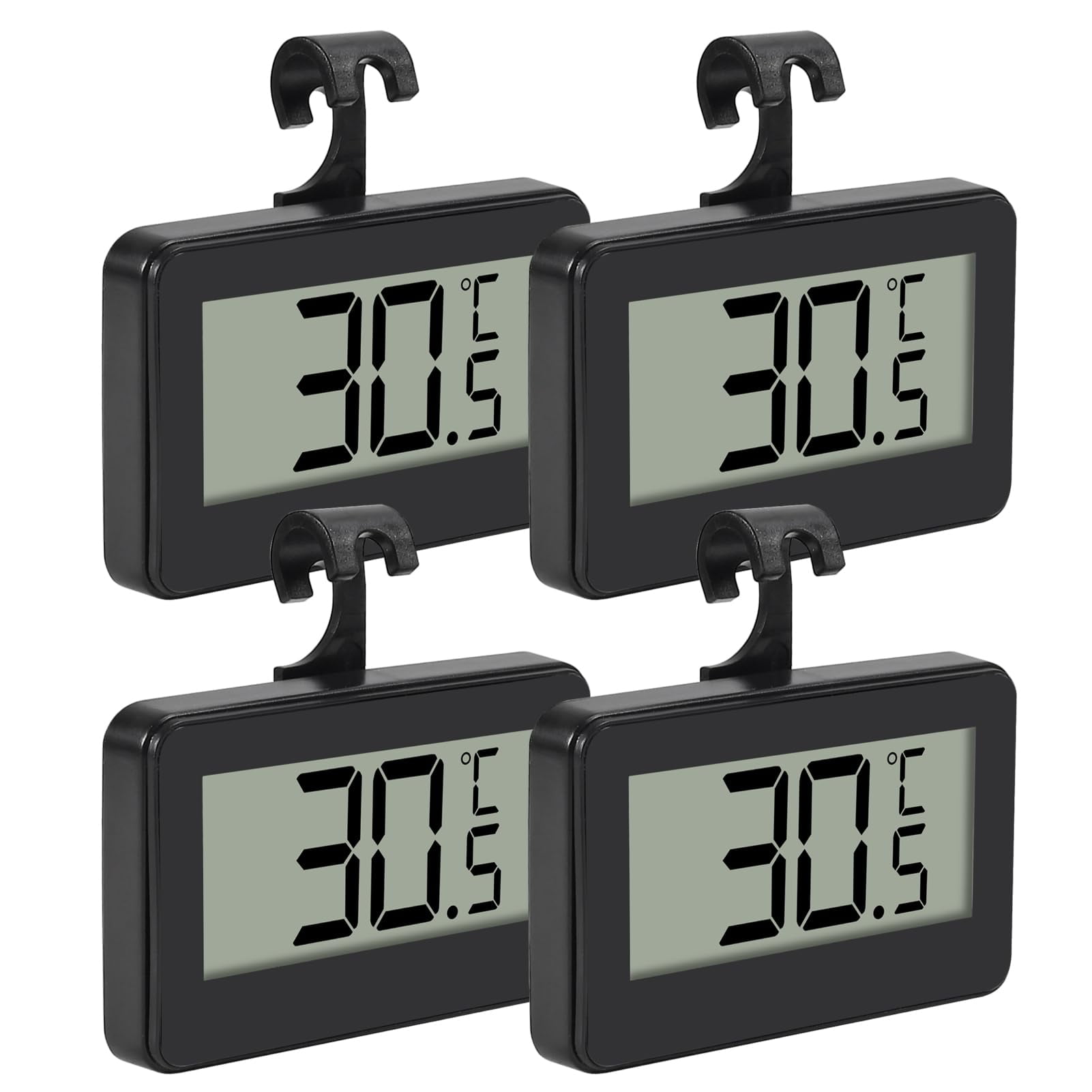 Xusx111 - Termómetro Frigorífico Digital De 4 Piezas Mini Termómetro De Congelador Termómetro De Habitación Con Gancho, Gran Pantalla Lcd Gancho Colgante Para Cocina, Hogar, Restaurantes