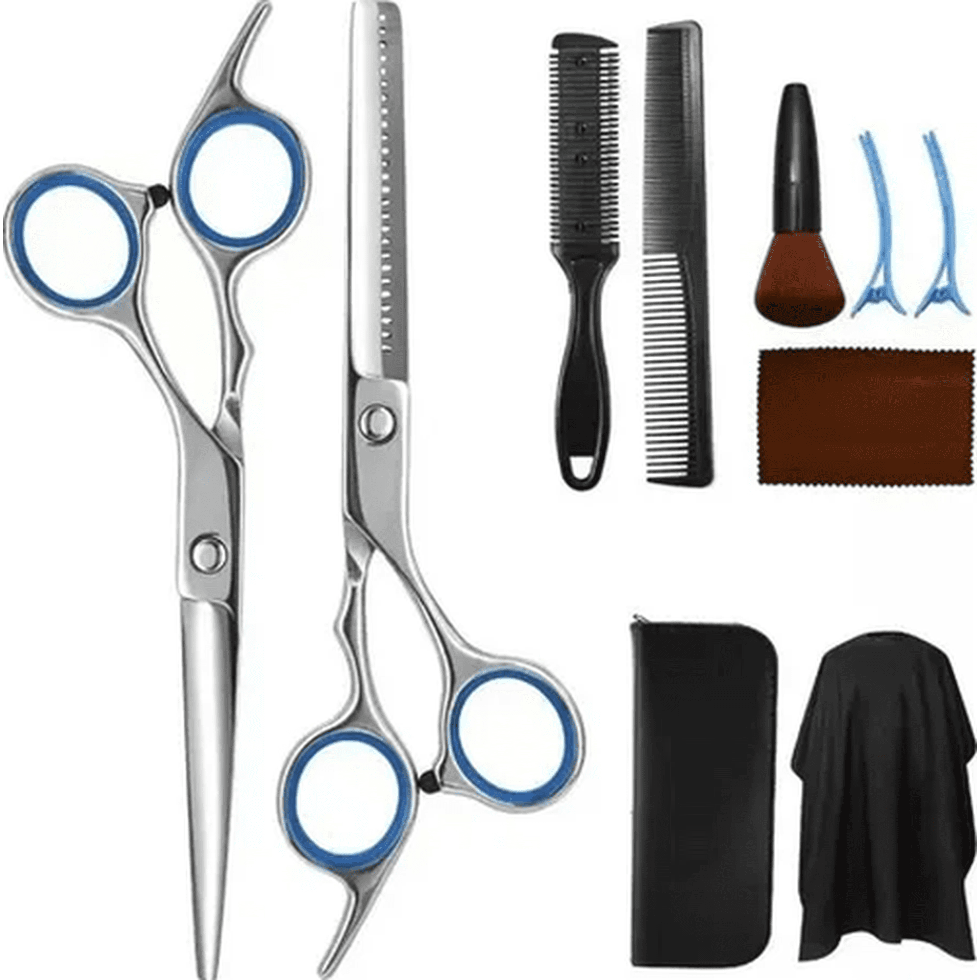 Genérico - Kit Tijeras Peluquería 10 Unidades Color Negro