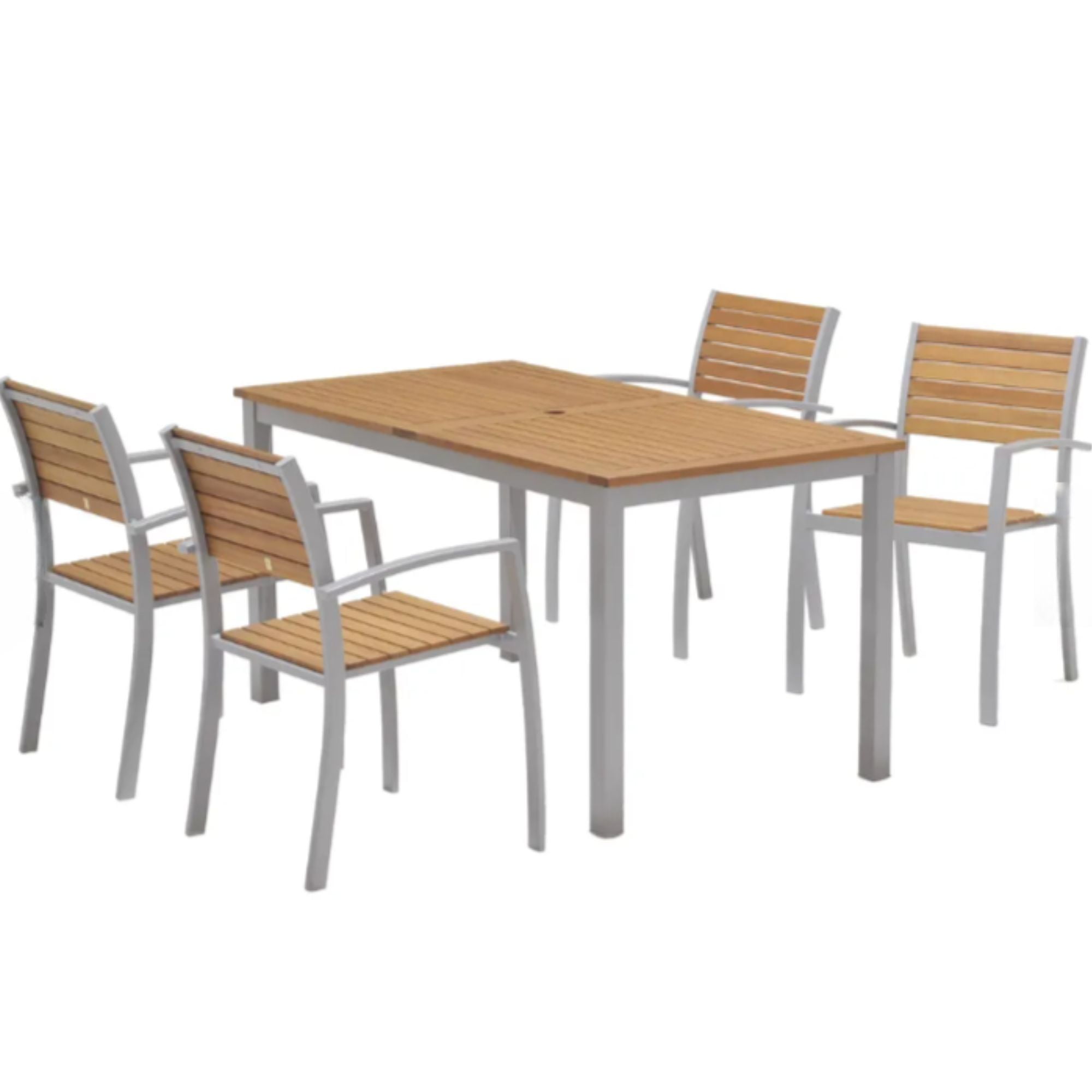 Velazio - Juego De Comedor Rectangular 160 Cm Terraza, Restaurante, Exteriores 4 Personas Resistente Al Sol Y Agua Marrón