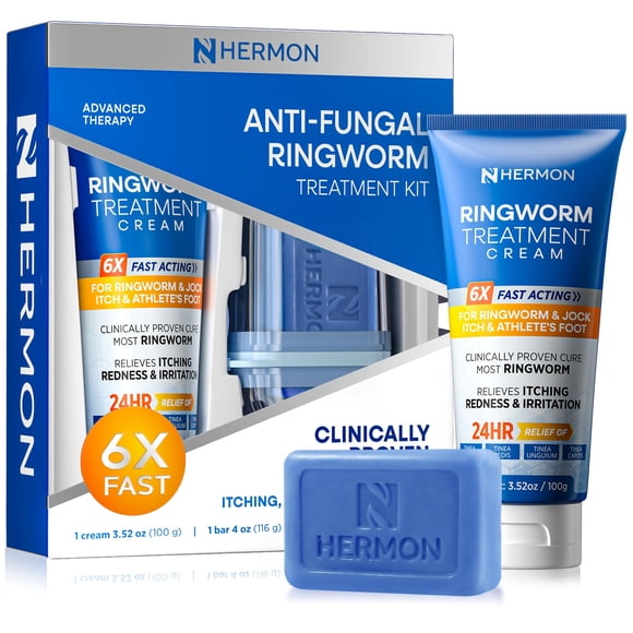 Kit de tratamiento para la tiña Hermon, crema de 2 pasos, 100 ml, y jabón, 120 ml