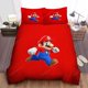 thumbnail image 1 of Super Mario In Red Stripes Background Quilt Duvet Cover Set Bed Linen Bedding3-Piece Bedding Set, 1 of 5