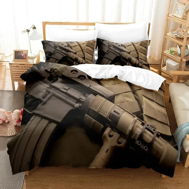 v1797 Bed Sheets Gaming AK Bedding Set Single Twin Full Queen King Size PUBG Bullet Bed Set Aldult Boys Bedroom Duvetcover Sets 3-Piece Bedding Set (1 Duvet Cover + 2 Pillow Shams) Bed Sheets ju1797