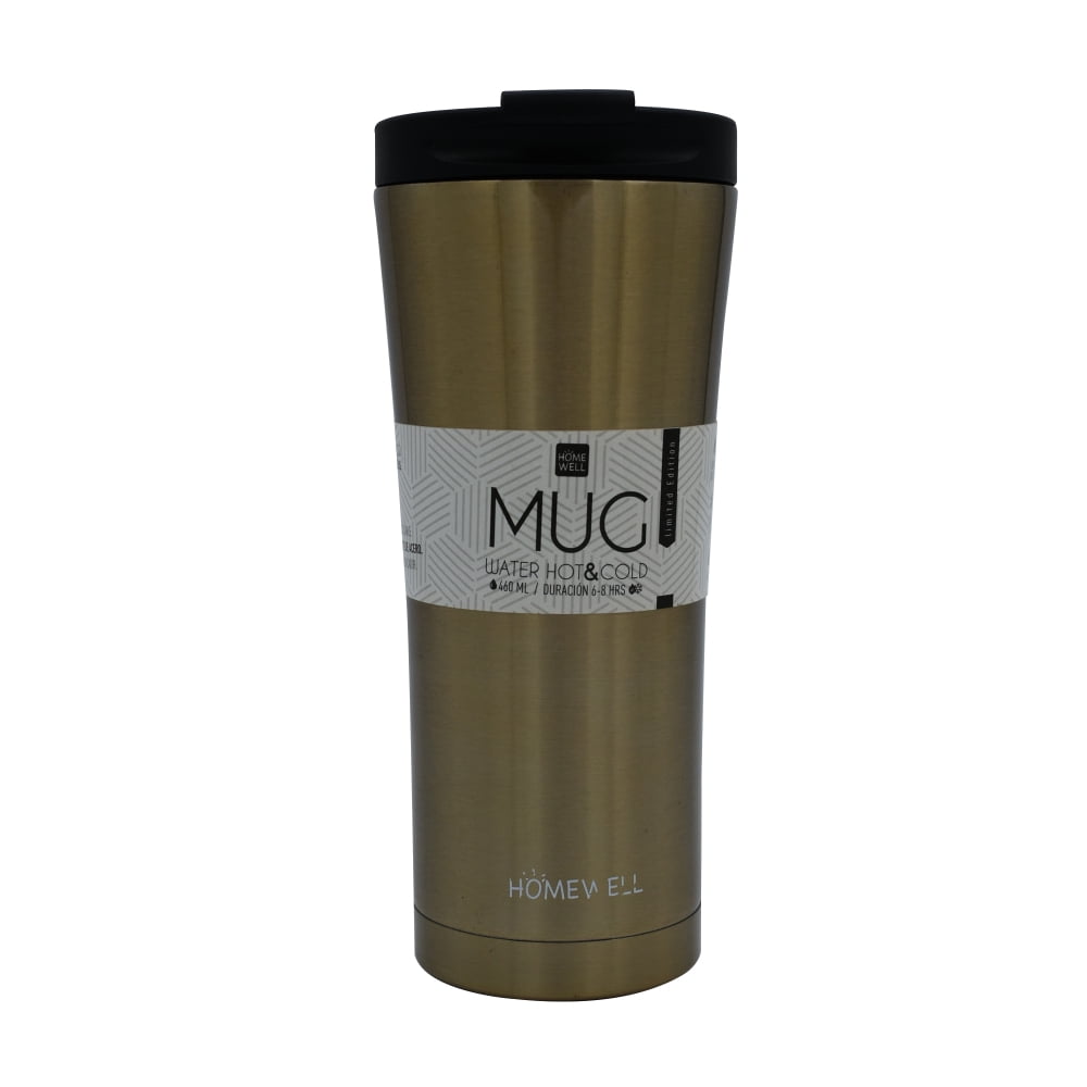 Homewell - Mug Dorado Termino Acero Inoxidable 500ml
