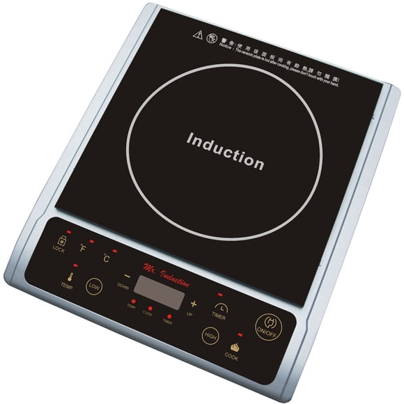 Placa de inducción SPT 1300W, control táctil, plateada