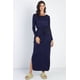 thumbnail image 1 of Saronite Vestido Largo Básico de Rayón con Cuello Redondo y Manga Larga, Azul Marino (para Mujer), 1 of 4
