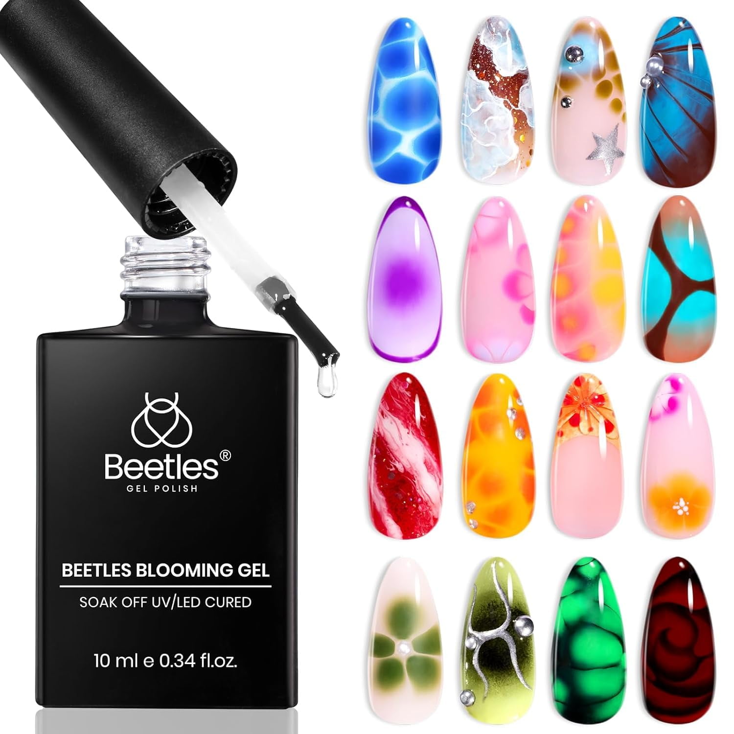 Beetles Gel Polish - Esmalte De Uñas Blooming Gel Con Forma De Escarabajos Blooming Gel Transparente Uv/led