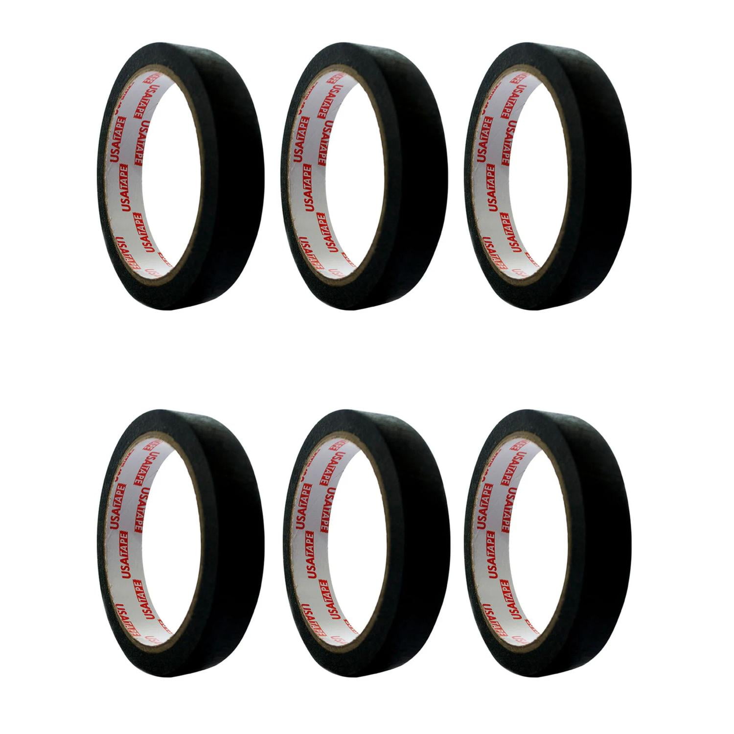 Usatape - Cinta Enmascarar Masking Tape Color 18mmx20m 6 Unid Negro