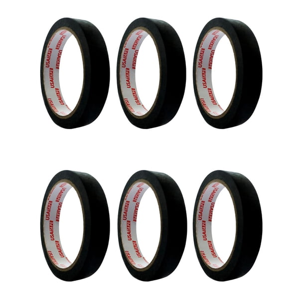 Cinta Enmascarar Masking Tape Color 18mmx20m 6 Unid negro