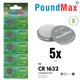thumbnail image 2 of Pila de botón de litio PoundMax CR1632 3V, paquete de 5, 2 of 6