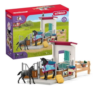Playset Schleich Horse Club Stall, 34 Piezas, Con Yegua Y Potro