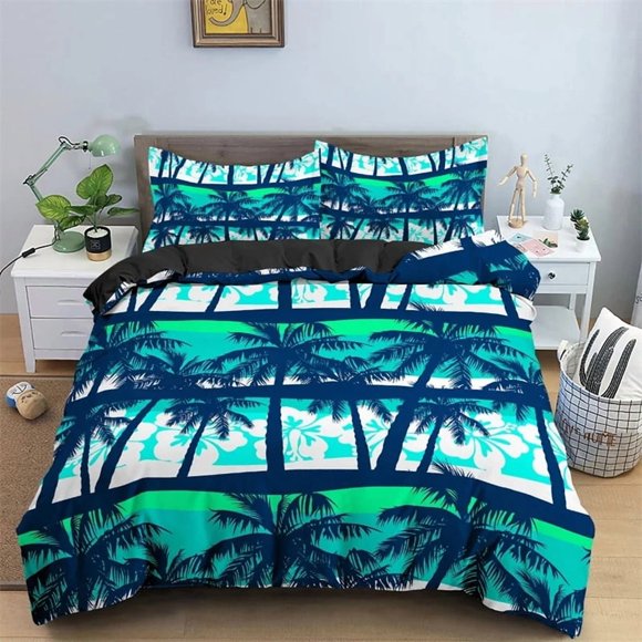ed Tropical Trees Coconut Tree Pattern Bedding SetGirls Adult Duvet Cover Pillowcase Bedding