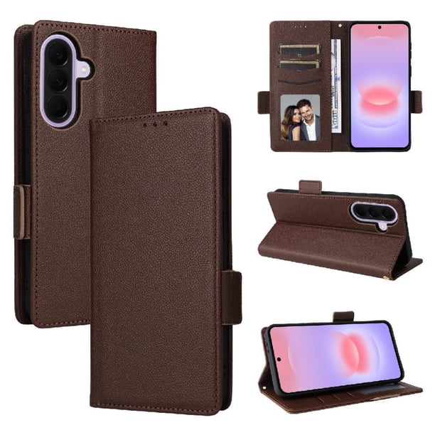 Funda Cartera para Samsung Galaxy A37 5G Tapa Flip con Ranuras y Soporte Marrón