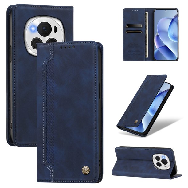 Funda Billetera para Honor Magic6 Pro Imán y Resistente Azul