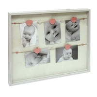 Vgo - Marco 43X52 Madera Con Pinzas Rosa 10X15 Cm / 5F Rosado