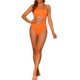 thumbnail image 2 of INSPIRE CHIC Traje de baño de una pieza para mujer con un solo hombro, corte asimétrico en la cintura, tejido acanalado, traje de baño monokini grande en color naranja fluorescente, 2 of 5