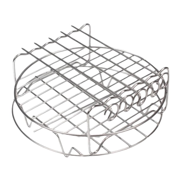 Rejilla para brochetas para freidora de aire, rejilla para tostadas, Kabob, escurridor multiusos, rejilla de acero inoxidable para cocina, freidora de capas dobles redondas