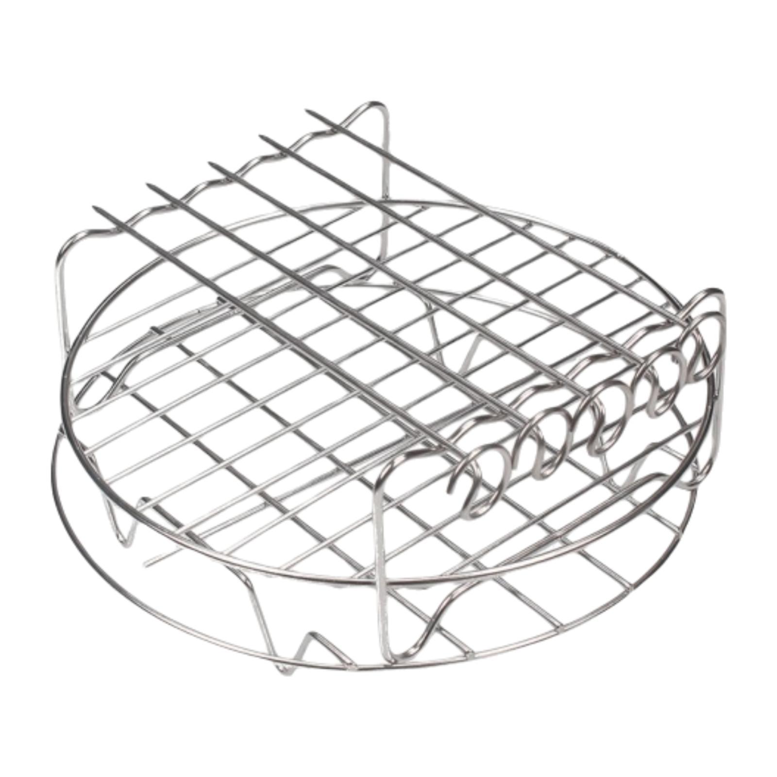 Magideal - Rejilla Para Brochetas Para Freidora De Aire, Rejilla Para Tostadas, Kabob, Escurridor Multiusos, Rejilla De Acero Inoxidable Para Cocina, Freidora De Capas Dobles Redondas