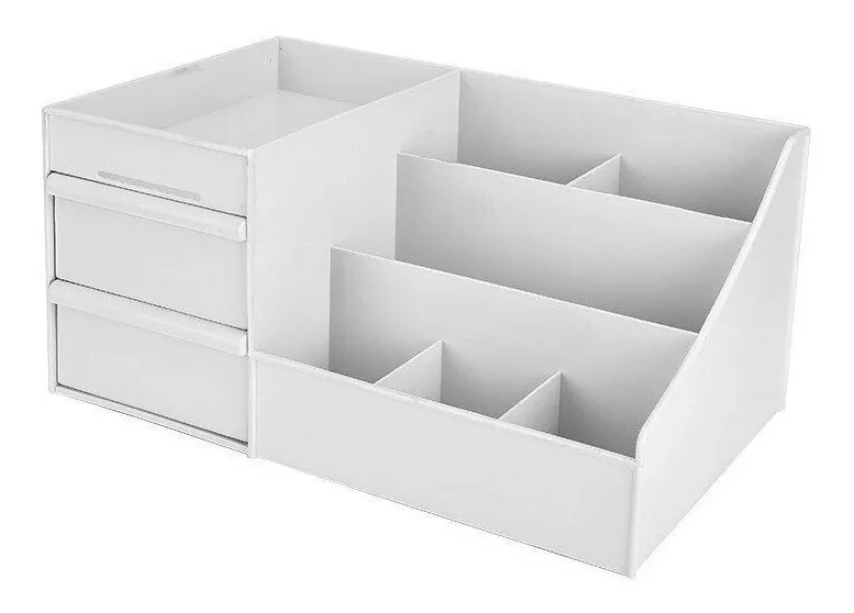 Linastore - Cosmetiquero Caja Organizadora Maquillaje Para Mesa Blanco