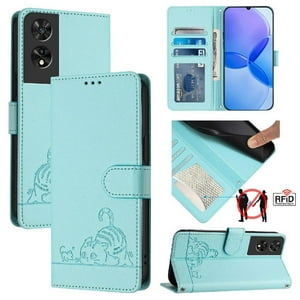 Funda Tipo Cartera Foxdock Para Tcl 505 Con Soporte, Ranuras, Rfid, Diseño De Gato