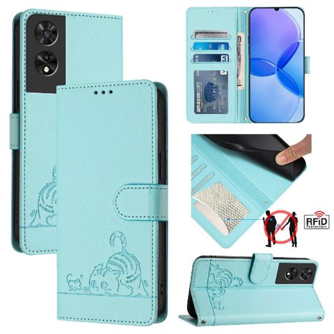 Funda Tipo Cartera Foxdock Para Tcl 505 Con Soporte, Ranuras, Rfid, Diseño De Gato