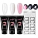 thumbnail image 1 of Kit de gel de extensión rápida para uñas, transparente, blanco y rosa, de 1 oz, para construcción rápida, gel UV, kit de prueba para mejora de uñas, gel de extensión de uñas., 1 of 7