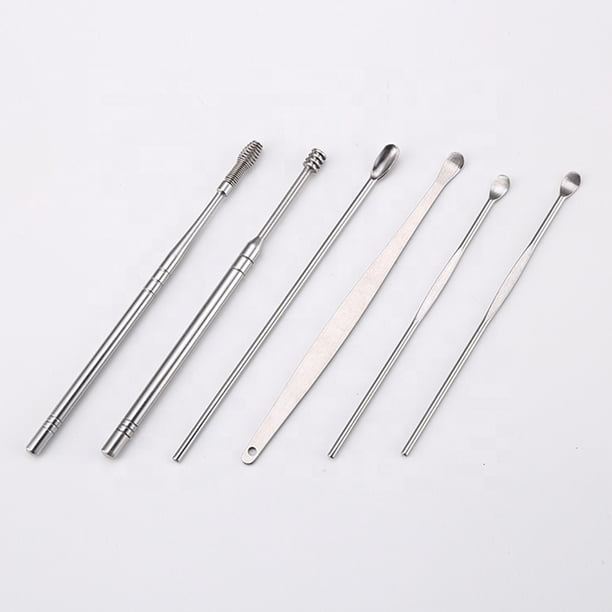 6PCS Stainless Steel Earpick Ear Cleaner Spoon Ear Care Cleaning Tool Earwax Removal Kit Ear Pick Vax Remover Cleanser Health