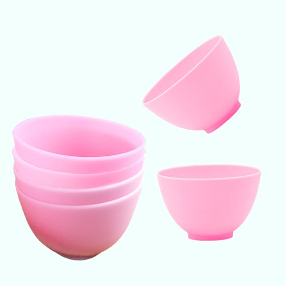 Juego de 6 tazones de silicona rosa PLINNILUY de 8 cm