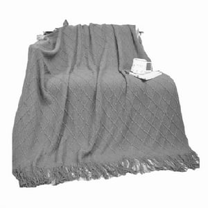Genérico - Manta Decorativa Tejida Para Sillón, Piecera O Cama Color Gris